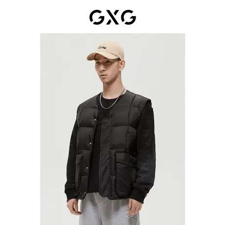 GXG男装 商场同款黑色基础百搭羽绒马甲 22年冬季新品商品大图