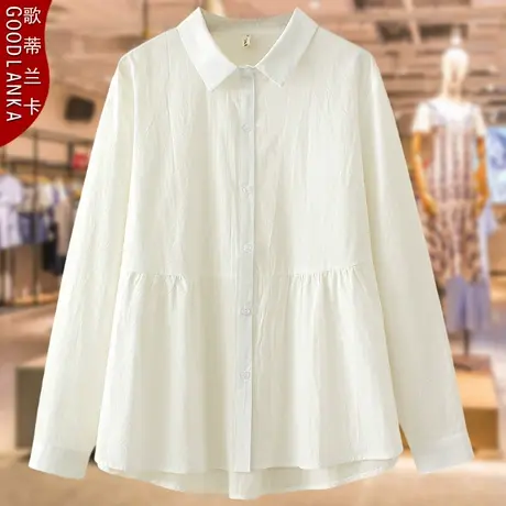 加肥加大码春秋衬衣200斤宽松上衣洋气中年妈妈纯棉女士长袖衬衫商品大图