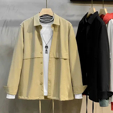 设计感立体剪裁工装衬衫男春秋季日系潮牌衬衣长袖上衣外穿薄外套商品大图