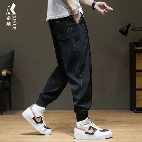 希越束脚运动卫裤男春秋款宽松大码男装裤子ins男士百搭休闲长裤图片