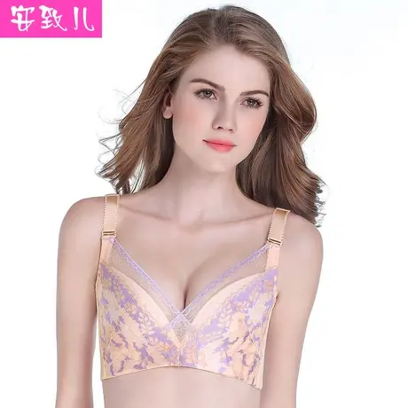 无钢圈文胸薄款无海绵胖mm性感聚拢大码缩胸大胸显小内衣蕾丝胸罩图片