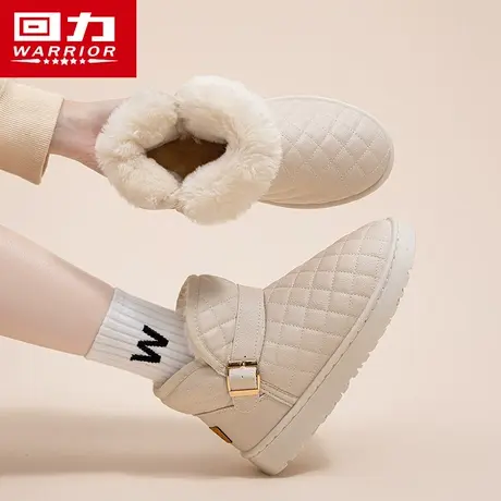 回力雪地靴女2024新款女鞋冬季加绒加厚皮毛一体面包鞋东北大棉鞋图片