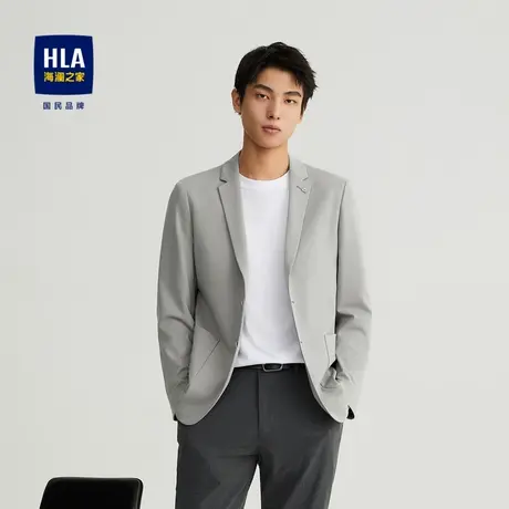 HLA/海澜之家轻旅系列休闲西服修身平驳领时尚拆卸胸针便服单西男图片
