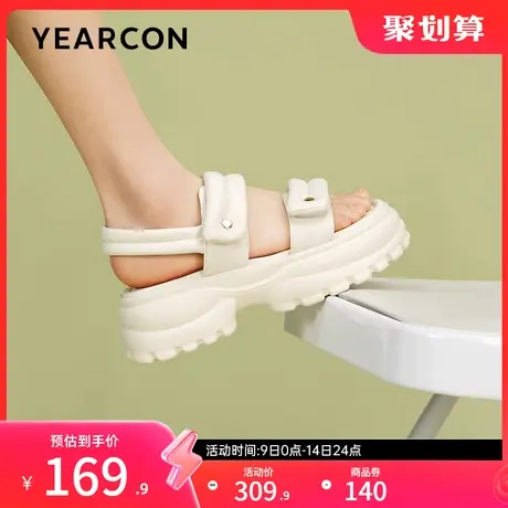 意尔康女鞋2024膨胀松糕厚底老爹凉鞋外穿海边运动休闲度假沙滩鞋图片