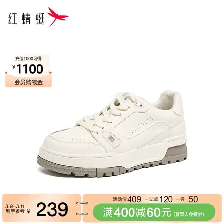 商场专柜同款红蜻蜓简约小白板鞋厚底秋季新款女鞋户外透气运动鞋商品大图