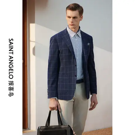 报喜鸟定制男士单西英伦格纹西服上衣 时尚休闲西服外套量身定制图片