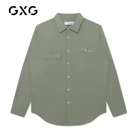 【特价】GXG男装 春季潮流时尚经典绿色长袖衬衫GB103698K图片