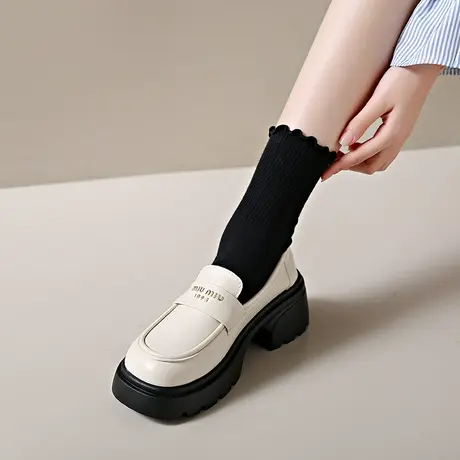 厚底英伦风小皮鞋女2024春秋新款配裙子法式玛丽珍鞋增高乐福单鞋图片