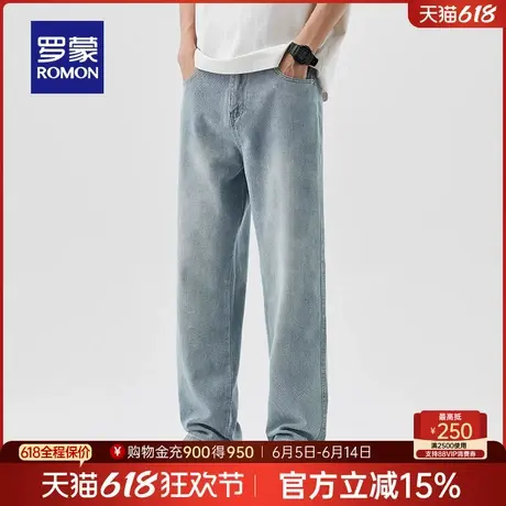 罗蒙男士时尚潮流休闲裤2025夏季薄款宽松舒适简约百搭阔腿直筒裤商品大图
