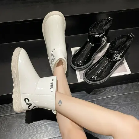 防水防滑雪地靴女2023年冬季新款加厚加绒棉鞋洋气百搭字母面包靴图片