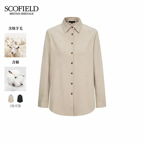 【含羊毛】Scofield女装都市松弛感衬衫正肩衬衣2025秋季新品图片