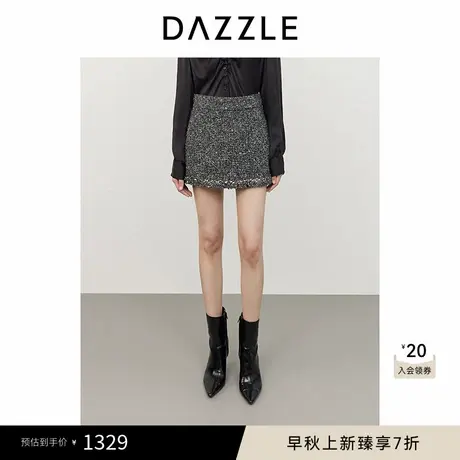 DAZZLE地素 裤子2024冬季新款粗花呢短裤商品大图