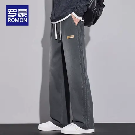 罗蒙天丝牛仔裤男士2025春秋季新款潮牌阔腿美式宽松直筒休闲裤子商品大图
