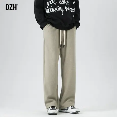 男士华夫格裤子男秋款痞帅高级感休闲裤男裤运动裤宽松直筒裤垂感商品大图