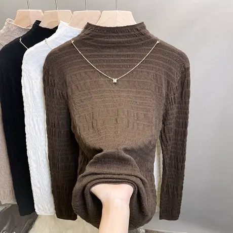 半高领毛衣女打底衫2023秋冬新款套头外穿针织衫内搭修身上衣潮图片