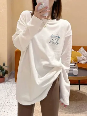 仿棉长袖t恤女装2023新款秋冬季加绒内搭打底衫洋气独特别致上衣图片