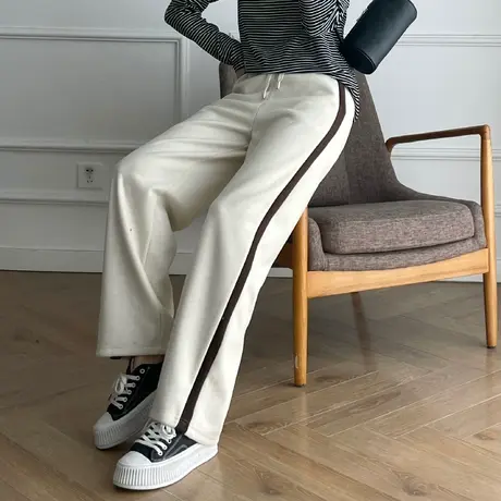 直筒阔腿裤秋冬卫裤女2023年新款秋季裤子爆款休闲裤加绒加厚裤子商品大图