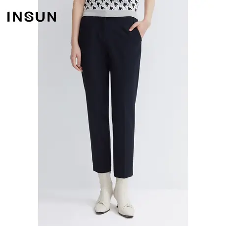 恩裳商场同款经典藏蓝低调沉稳简约直筒通勤西裤女装商品大图