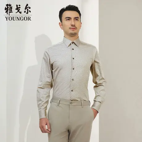 雅戈尔奥莱 商场同款男士长袖衬衫秋季新款官方商务休闲男衬商品大图