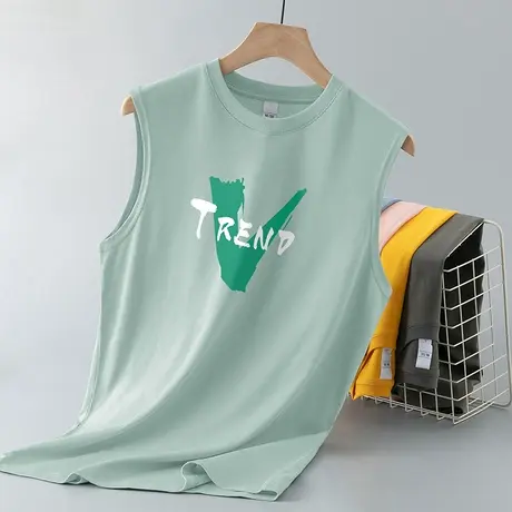 纯棉背心男潮夏季外穿宽松运动坎肩篮球跨栏健身薄款宽肩无袖t恤商品大图