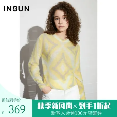 恩裳COVER2023年春款新款宽松慵懒羊毛针织衫罗纹圆领马海毛毛衣商品大图