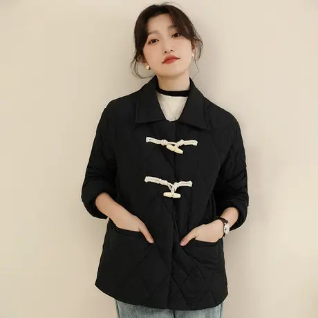 韩潮袭人宽松POLO领薄款棉服女2023冬新款时髦百搭棉衣小棉袄外套图片
