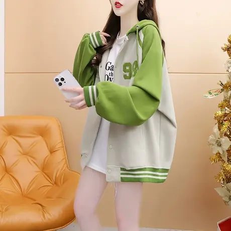 慵懒风连帽卫衣开衫女2024春季新款洋气减龄宽松百搭春秋薄款外套图片
