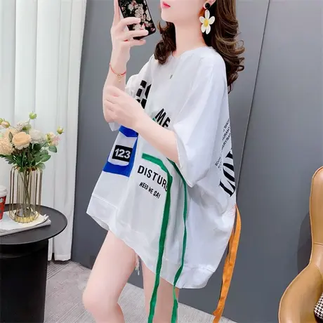 欧货大版个性短袖t恤女夏季2023年新款宽松洋气设计感半袖上衣潮商品大图