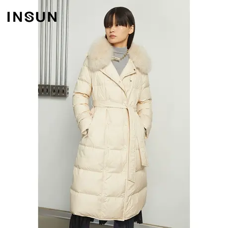 INSUN恩裳冬季浅色调束腰修身羽绒服图片