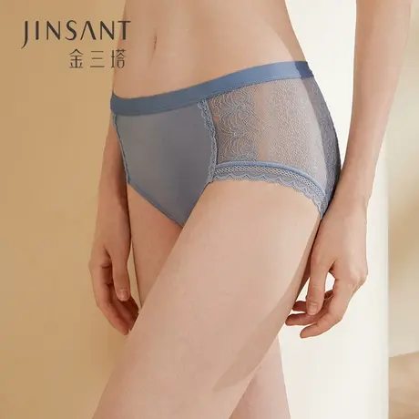 金三塔新品 真丝蕾丝中腰内裤女透气舒适性感三角裤女图片