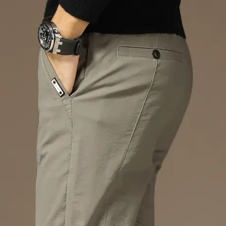 卡其色裤子韩版潮流宽松修身小脚百搭2023新款男士休闲裤男裤夏季商品大图