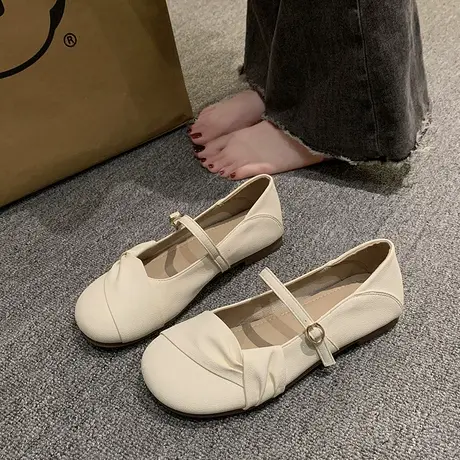 玛丽珍鞋2024年夏季新款浅口平底配裙子仙女风单鞋女豆豆鞋瓢鞋商品大图