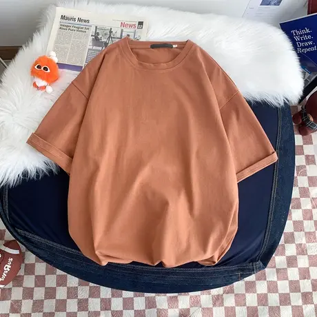 2022夏季新款冰丝短袖男装潮牌个性时尚潮流衣服半袖圆领纯棉t恤商品大图