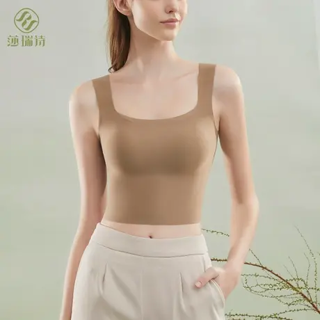 美背小吊带背心女内搭带胸垫文胸一体式抹胸内衣薄款打底夏季外穿商品大图