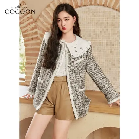 missCOCOON法式小香风毛呢外套女2022新款冬季宽松复古毛呢子大衣商品大图