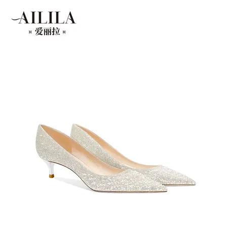 爱丽拉法式低跟婚鞋女2025新款春季新娘主纱白色水晶高跟鞋不累脚图片