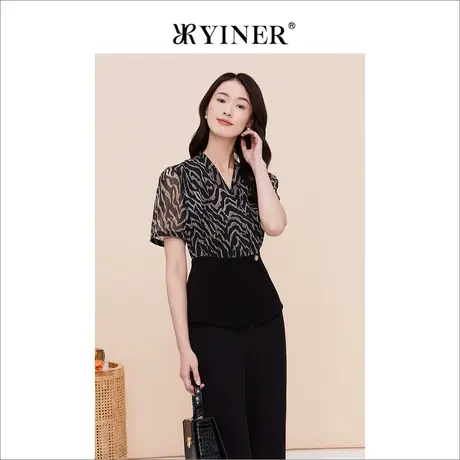 【醋酸系列】YINER音儿线上专选女装2023夏季V领衬衫时尚上衣商品大图