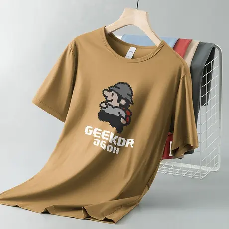 莫代尔圆领短袖t恤男装2024新款夏季半袖上衣服冰丝凉感速干体恤商品大图