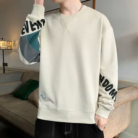 圆领卫衣男秋季新款宽松套头长袖T恤潮流时尚休闲百搭打底衫上衣商品大图