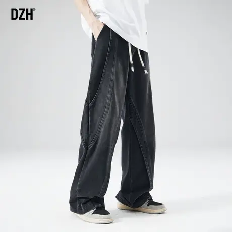 男士黑色牛仔裤男直筒宽松裤子美式高街休闲长裤春季男裤2024新款商品大图