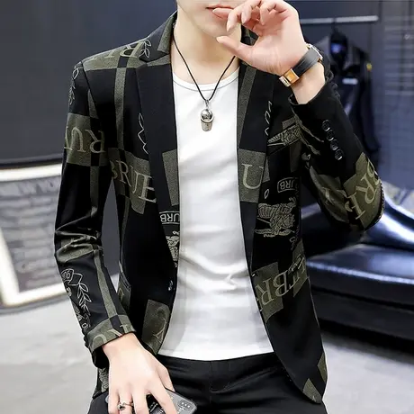 春秋季2023新款小西装男士韩版潮流时尚休闲西服外套青年痞帅男装商品大图