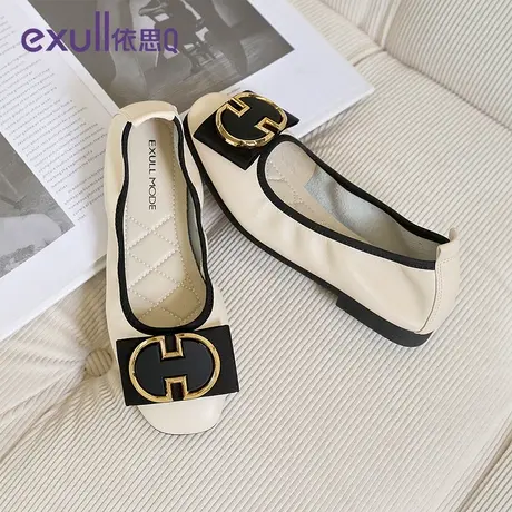 exull/依思Q2024年春秋季新款平底女鞋装饰品街头风潮女浅口单鞋商品大图