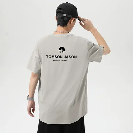 重磅纯棉短袖t恤男美式潮流印花全棉体恤夏季宽松半袖圆领打底衫商品大图