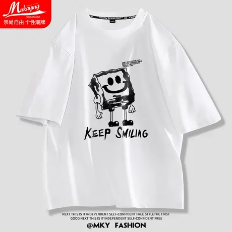 日系卡通动漫短袖男t恤个性涂鸦印花小众设计感半袖青少年上衣服商品大图