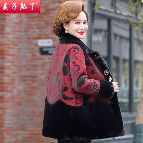 妈妈冬装外套加厚款2022新款洋气阔太太毛呢大上衣中老年人女装商品大图