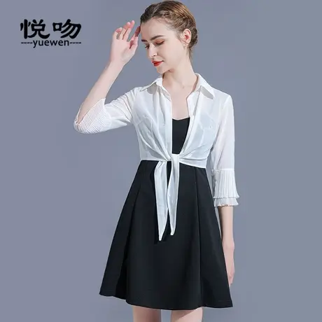 七分袖网纱小坎肩女薄外套系带小披肩夏百搭短款衬衣外搭开衫上衣商品大图