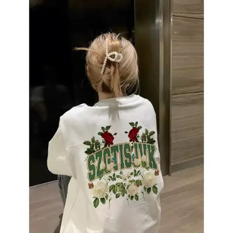 纯棉重磅短袖t恤女夏季2023新款美式复古潮牌休闲宽松半袖上衣ins图片