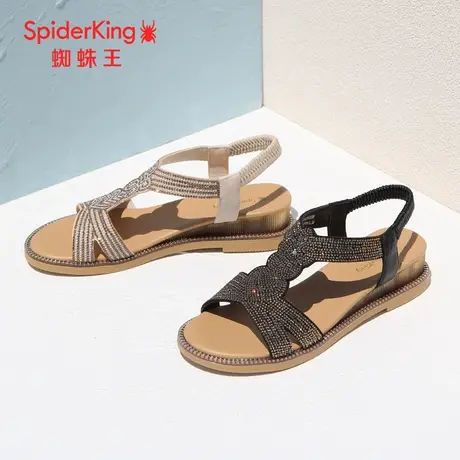 SPIDER KING/蜘蛛王凉鞋女2023夏季商场同款罗马风软底水钻平底潮商品大图