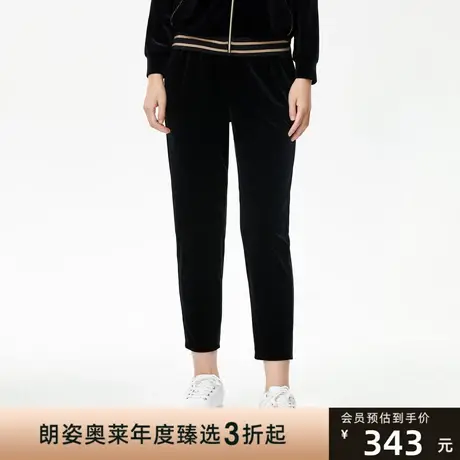 朗姿 秋季新款百搭丝绒收脚休闲裤线下商场同款商品大图