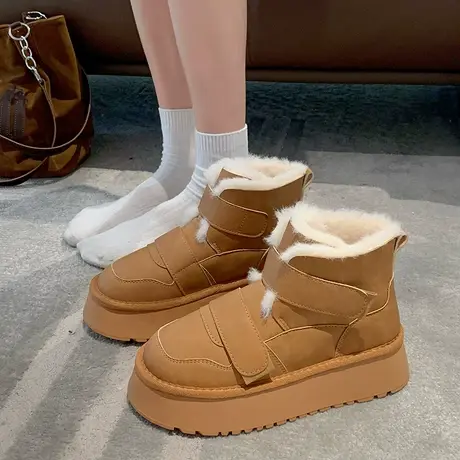 棉鞋女加绒保暖2023新款加厚厚底增高小个子防滑雪地靴冬天马丁靴图片